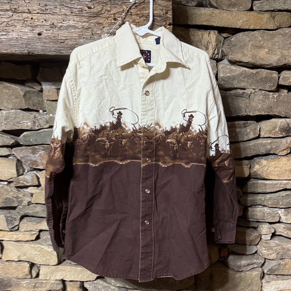 Vintage Western Cowboy Button-Up Shirt